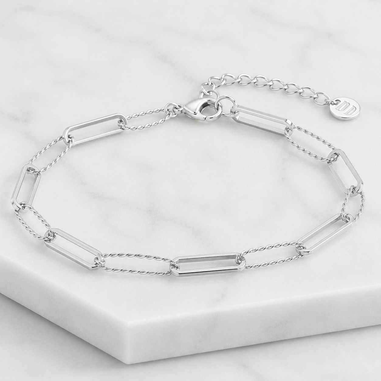 14K Solid Gold Box Chain Bracelet | Dainty Stacking Chain for Women | Waterproof Pure Gold Square Link | Gift for Her
