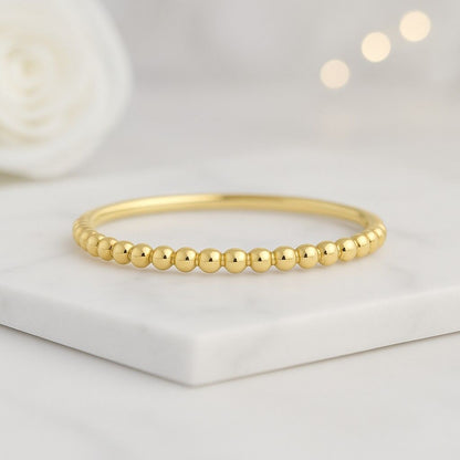 14K Solid Gold Bubble Ring 925 Sterling Silver Bubble Ring Beaded Ring Stackable Ring Minimalist Ring