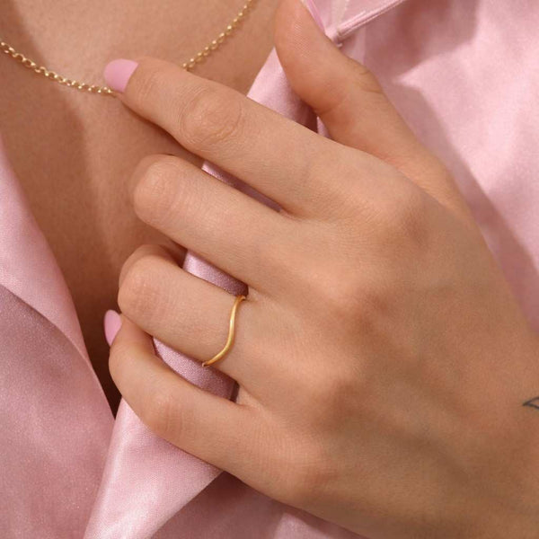 14K Solid Gold Curved Wedding Band