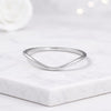 14K Solid Gold Curved Wedding Band Simple Stackable Ring
