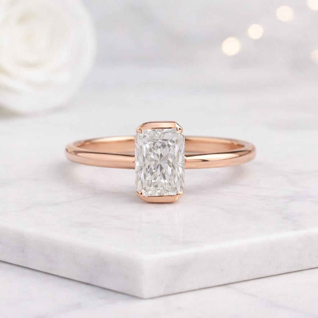  14K Solid Gold Diamond Stacking Ring 