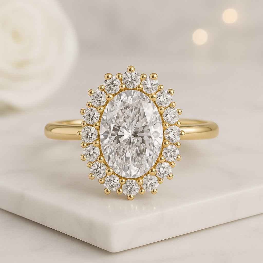 14K Solid Gold Eco Friendly Diamond Bridal Ring Gift For Her