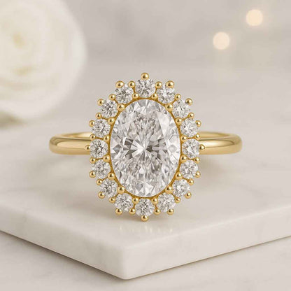 14K Solid Gold Eco Friendly Diamond Bridal Ring Gift For Her