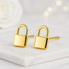 Small Padlock Stud Earrings in 14K Yellow Gold