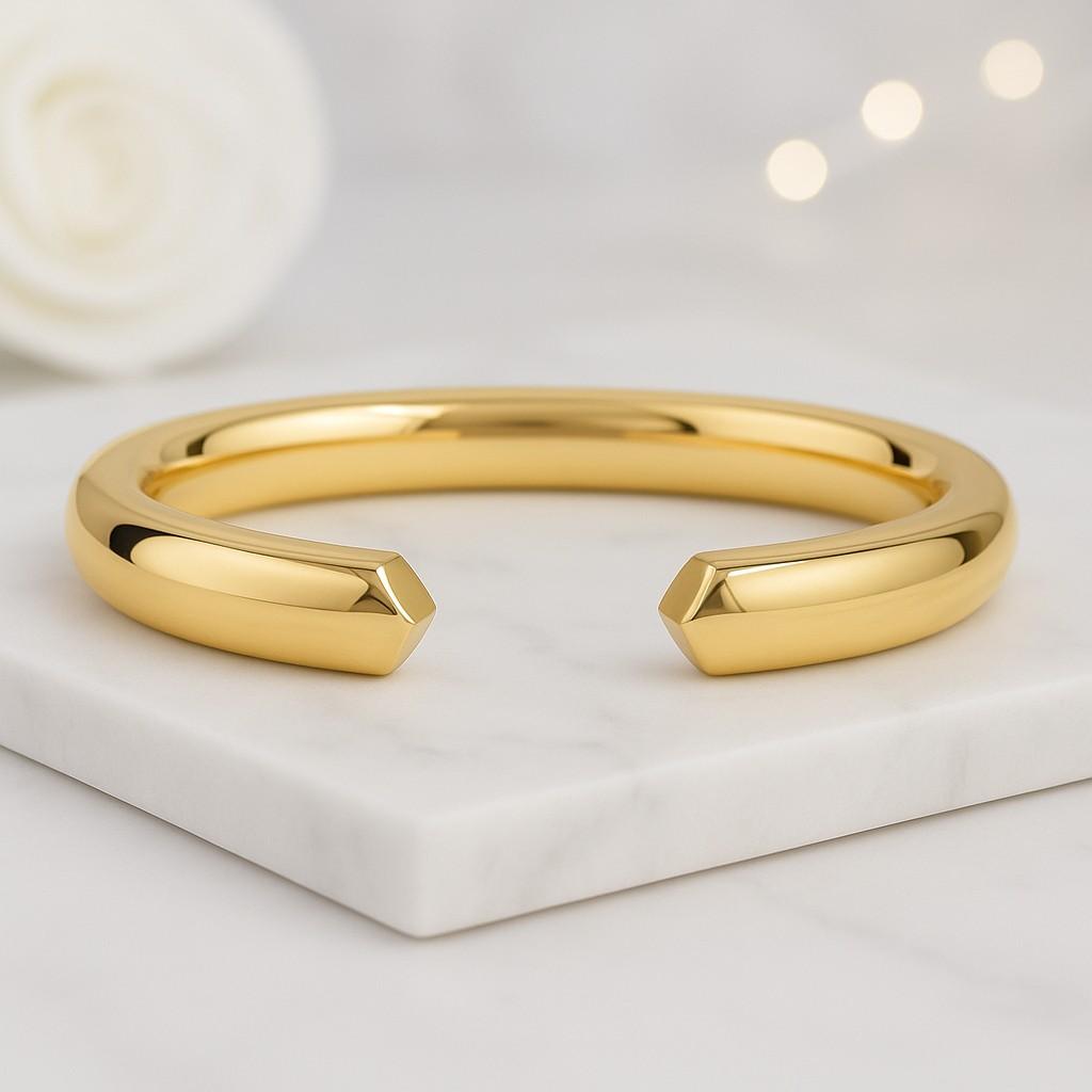 14K Solid Gold Open Cuff Wedding Band