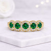14k Gold Round Emerald Halo Ring  May Birthstone Ring