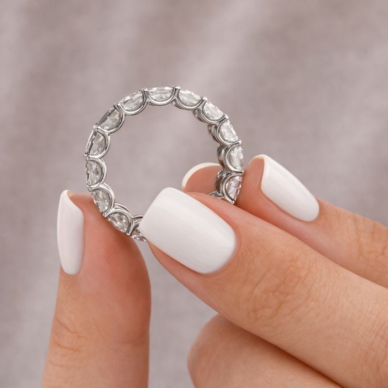 14K Solid Gold Pave Chevron Wishbone Wedding Band