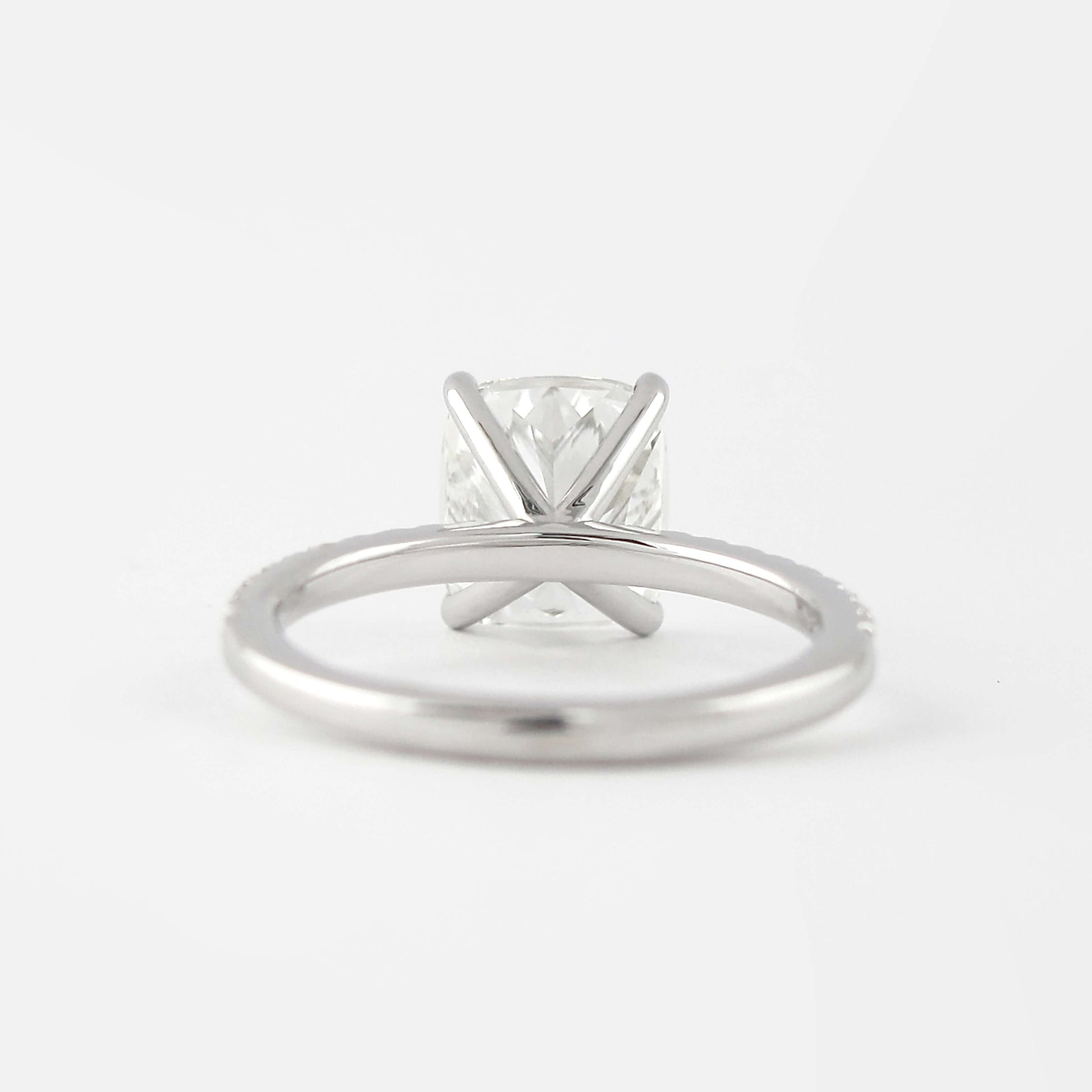 14K Solid Gold Promise Ring- Moissanite Half Eternity Ring- Side Stone Accented Ring
