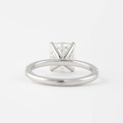 14K Solid Gold Promise Ring- Moissanite Half Eternity Ring- Side Stone Accented Ring