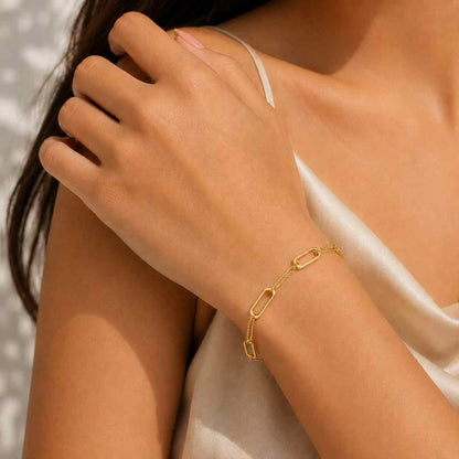14K Solid Gold Ultra Dainty Bar Bracelet • Simple Narrow Bar