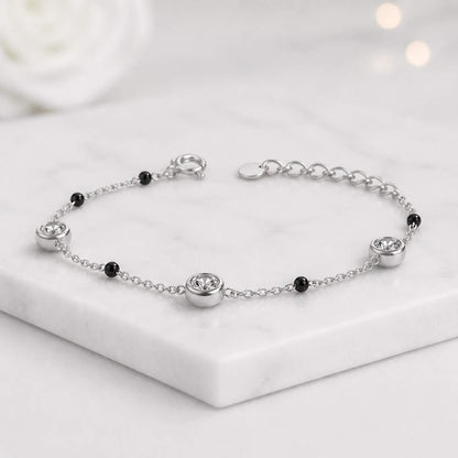 14K Solid Yellow Gold Onyx Bar Bracelet, Minimalist Onyx Bar Station Bracelet, Small Gold Bracelet
