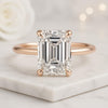 Emerald Cut Moissanite Solitaire Engagement Ring