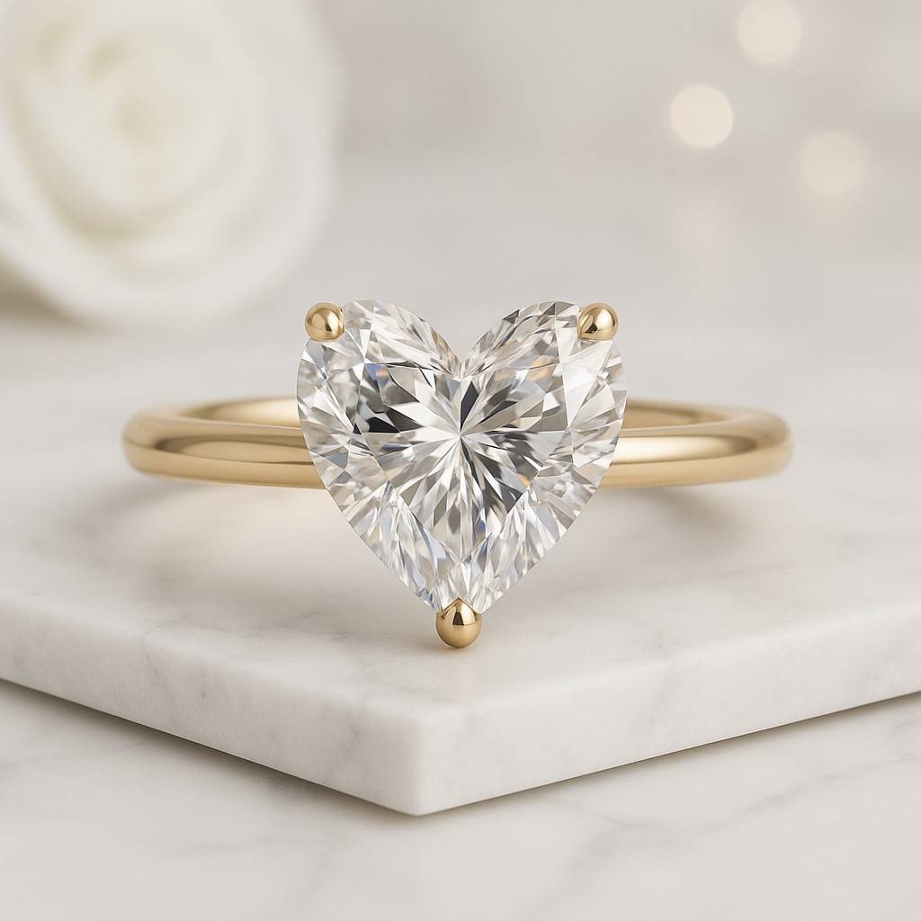 14K White Gold IGI Certified Ring Heart Shape Lab Grown Diamond Engagement Ring