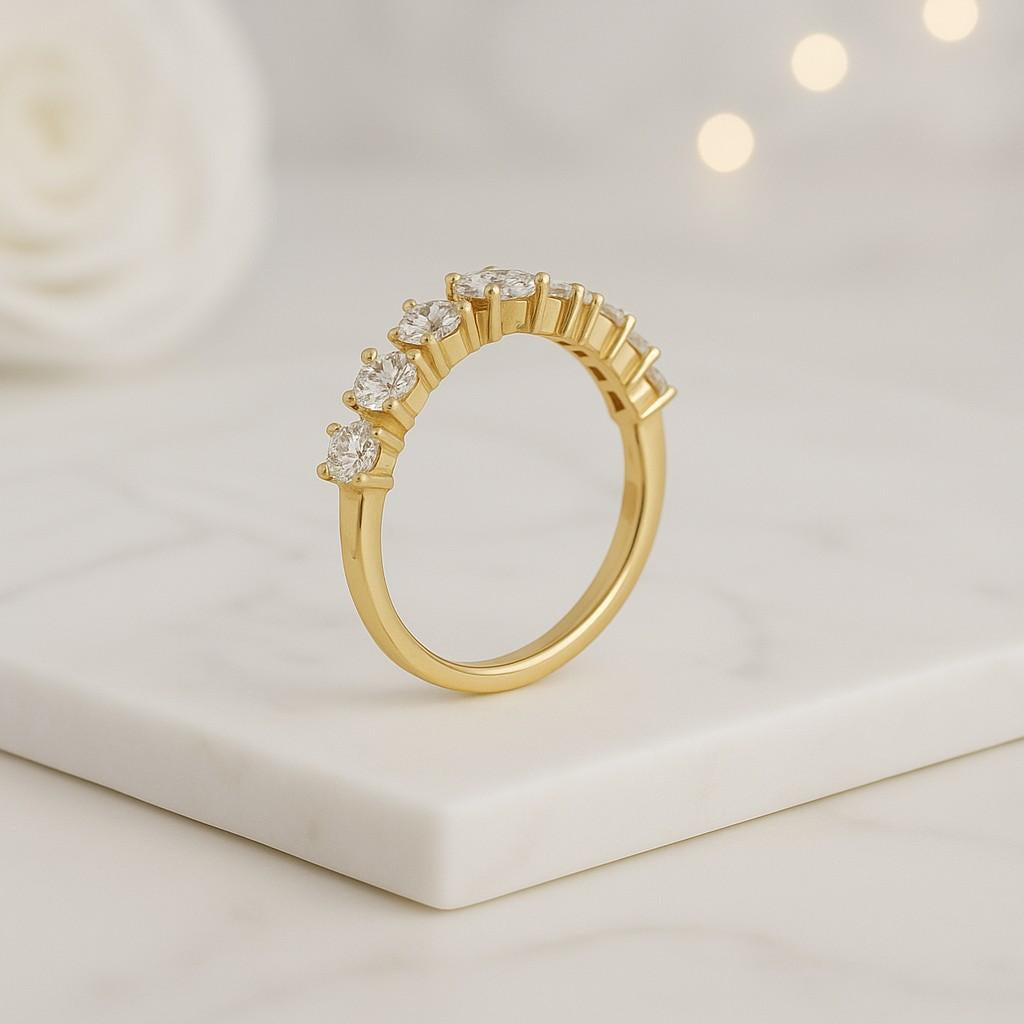 14K White Gold Ring, CVD Diamond Trilogy Ring