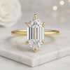 Hexagon Six Claw Prong Set Hidden Halo Engagement Ring