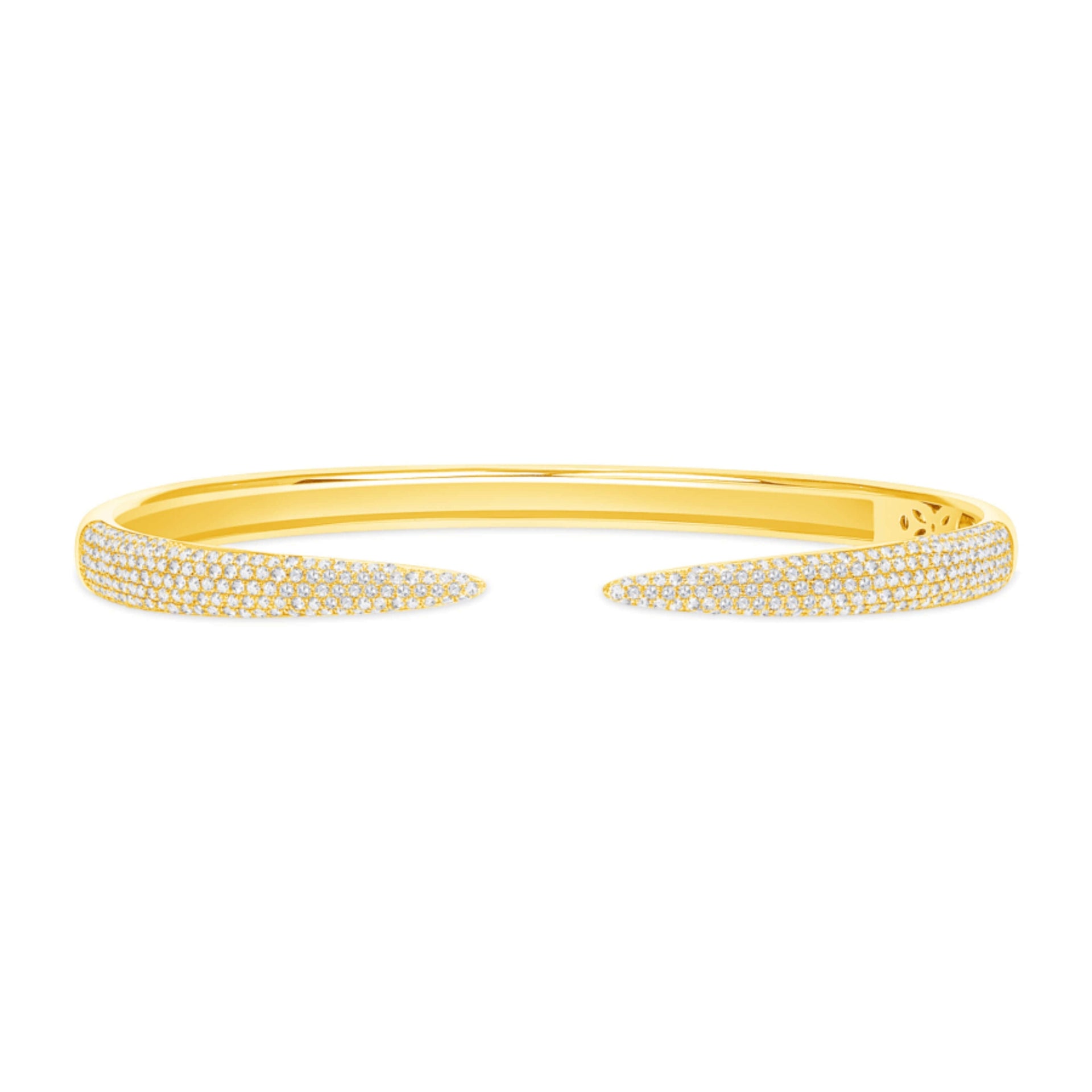 14K Yellow Gold Diamond Claw Cuff Diamond Bangle