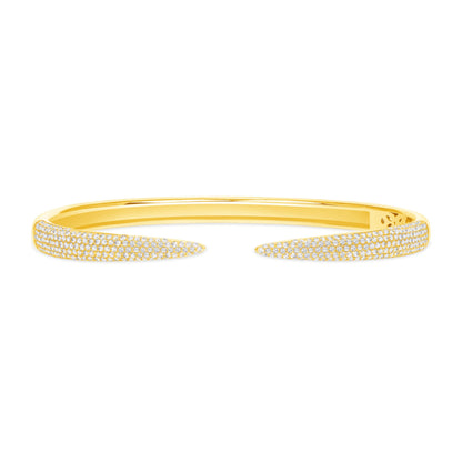 14K Yellow Gold Diamond Claw Cuff Diamond Bangle