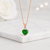 Heart Cut Green Gemstone Pendant Necklace in Yellow Gold