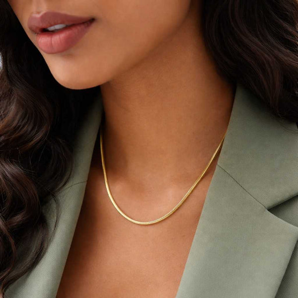 14k Gold 2.5MM Herringbone Chain Necklace