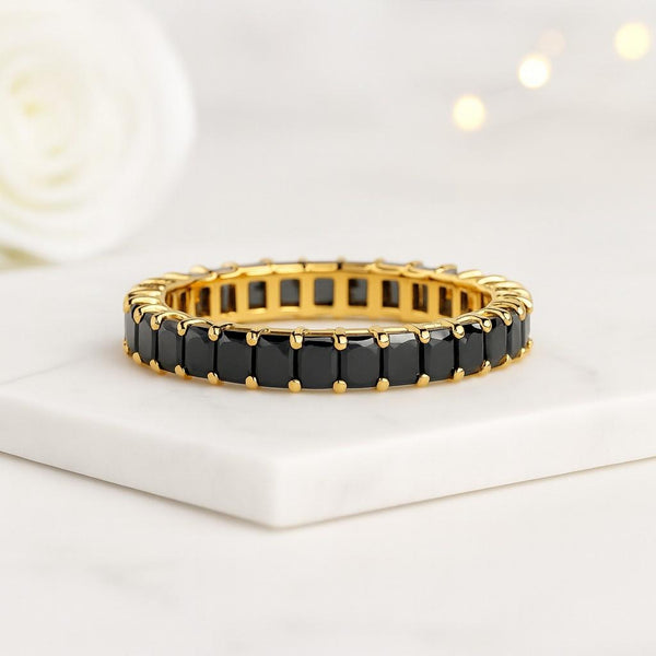 14k Gold Black Diamond Eternity Wedding Band