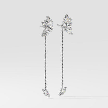 14k Gold Dangling 4 Prong Natural Diamond Drop Earrings