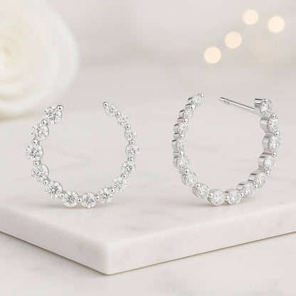 14k Gold Diamond Huggie Hoop Earring
