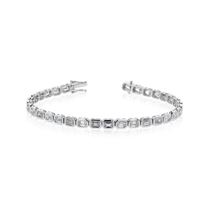 14k Gold Emerald Cut Diamond Tennis Bracelet
