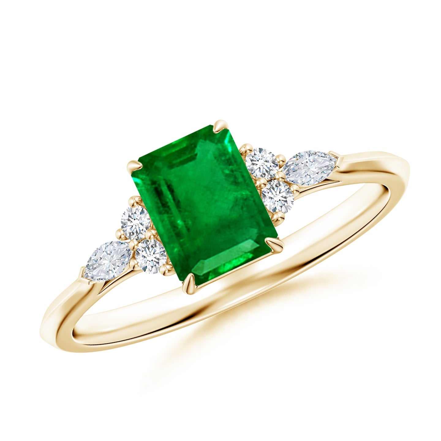 14k Gold Emerald Engagement Ring