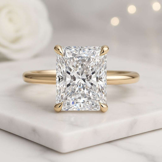 14k Gold Hidden Halo and Side Round Diamonds