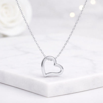 14k Gold Open Heart Necklace Delicate Love Pendant Gold Heart Necklace