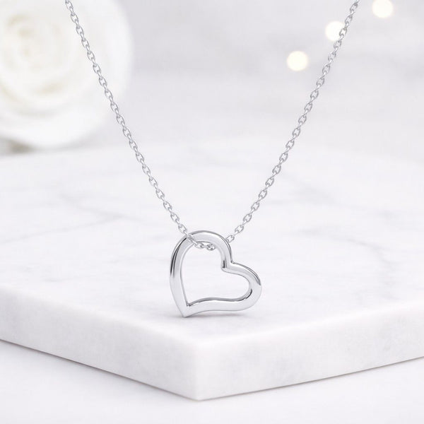 14k Gold Open Heart Necklace Delicate Love Pendant Gold Heart Necklace