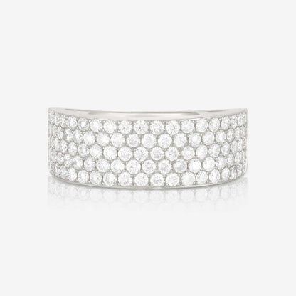 14k Gold Pave Wedding Band, Solid Gold Thick Wedding Band, Women Eternity Wedding Ring