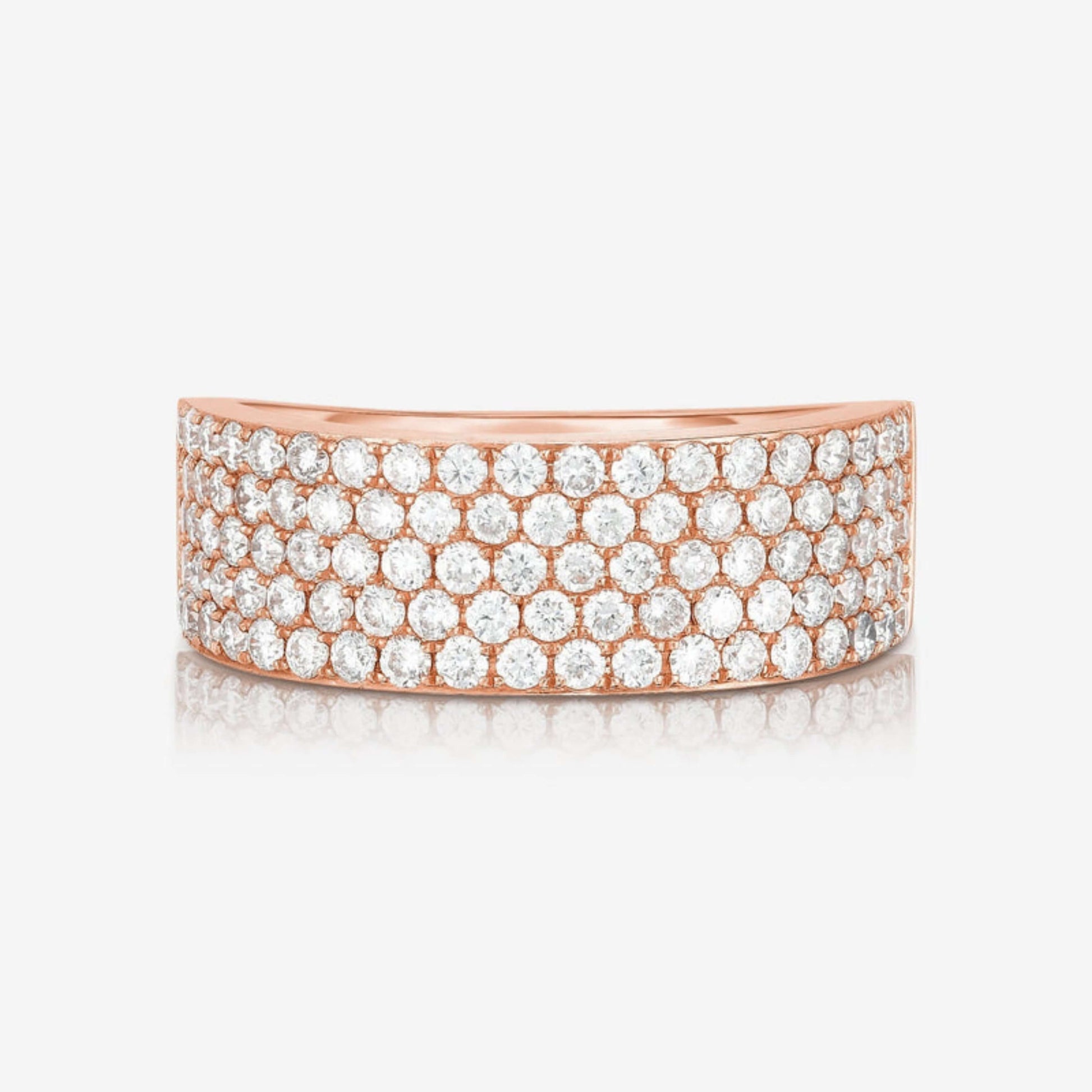 14k Gold Solid Thick Marriage Band, Pave Diamond Cigar Band in Yellow Rose White Gold, Handmade Jewelry