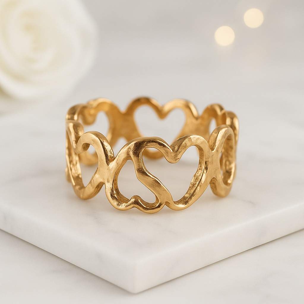 14k Heart Diamond Bezel Setting Half Eternity Heart Shape Wedding Band