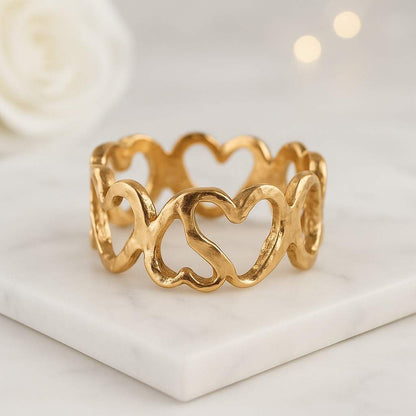 14k Heart Diamond Bezel Setting Half Eternity Heart Shape Wedding Band