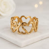 14K Solid Gold Hearts Band Stackable Dainty Ring