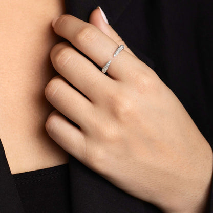 14k Pave Natural Diamond Open Cuff Claw Diamond Ring