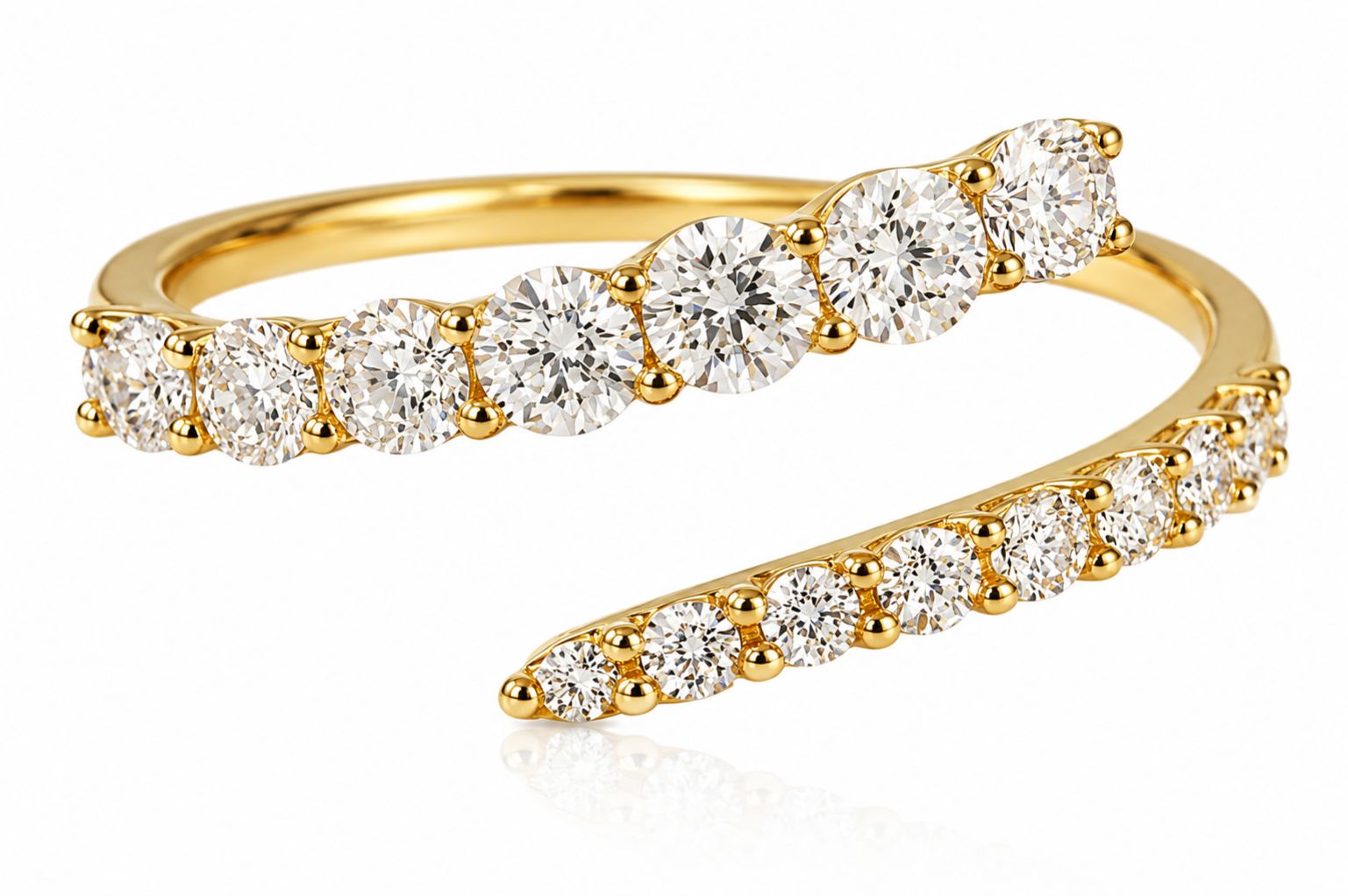 14k Round Cut Diamond Open Cuff Band