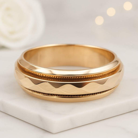 14k Solid Gold Band Mens Womens Gold Matching Band His and Hers Anniversary Ring Flat Comfort Fit Rings Milgrain Wedding Band