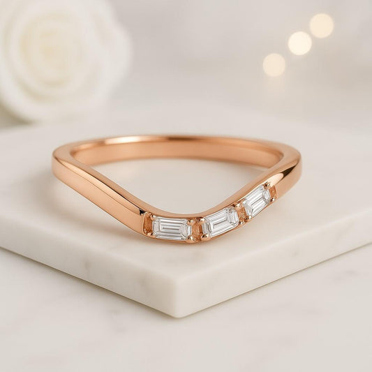 14k Solid Gold Contour Ring for Women Stackable Engagement Ring Enhancer