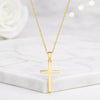 14k Gold Modern Cross Necklace Dainty Long Cross Necklace