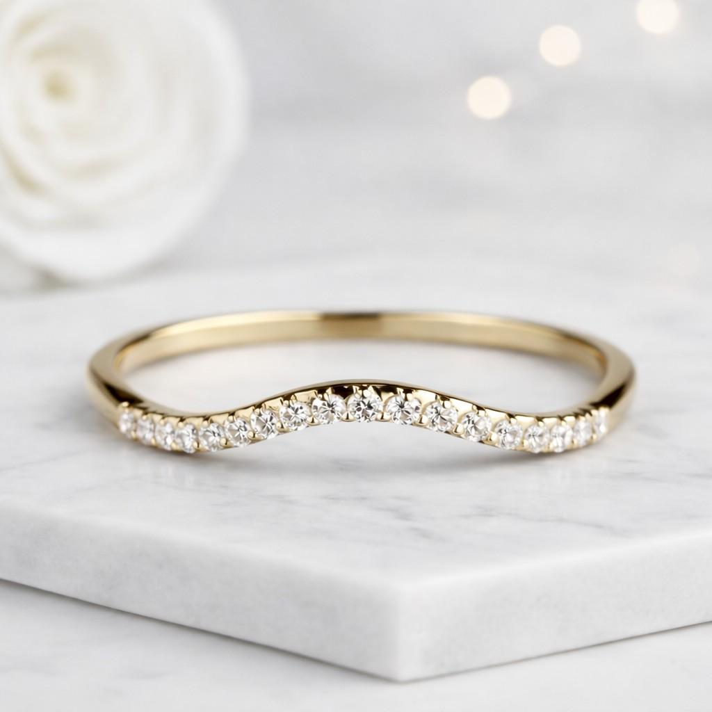 14k Solid Gold Minimalist Curved Band