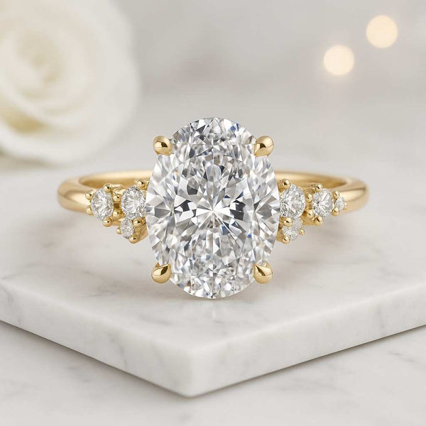 14k Solid Gold Oval Lab Grown Diamond Ring  Minimalist Ring