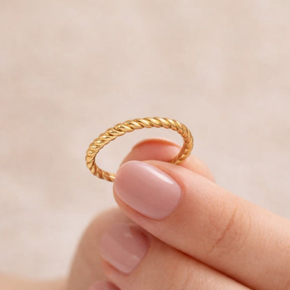14k Solid Gold Twisted Rope Ring Solid Gold Braided Rope Ring Twisted Rope Spacer Band
