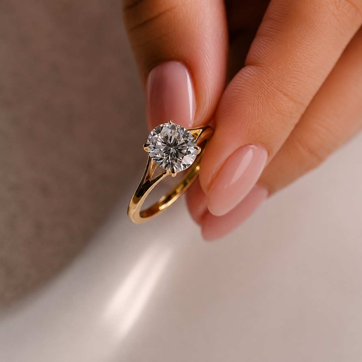 14k Solid Yellow Gold Bezel Setting Ring,2.25 CT Oval Cut Colorless Lab Grown Solitaire,Lovely Split Shank,Engagement Ring,Gift For A Bride