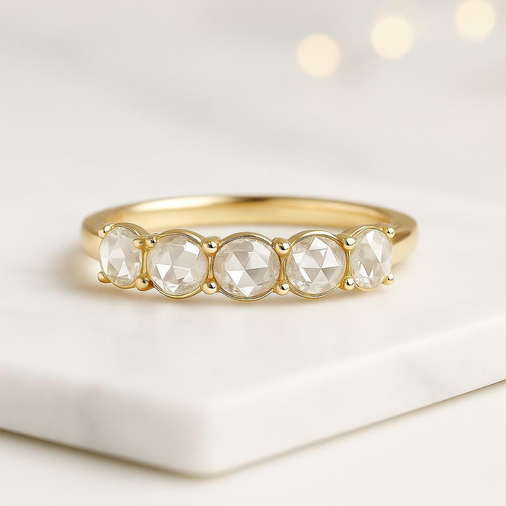 14k solid yellow gold domed wedding band