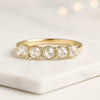 Rose Cut Moissanite Diamond Half Eternity Wedding Band