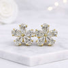 14k Solid Yellow Gold Pear Shape  Lab Grown Diamond Flower Ear Studs