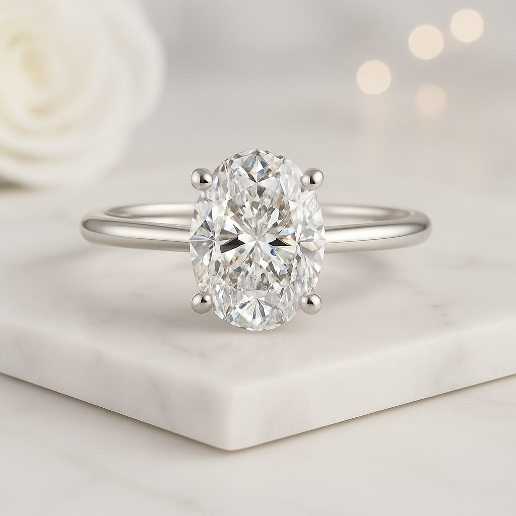 14k White Gold Diamond Ring IGI Certified Solitaire 4 Prongs Ring