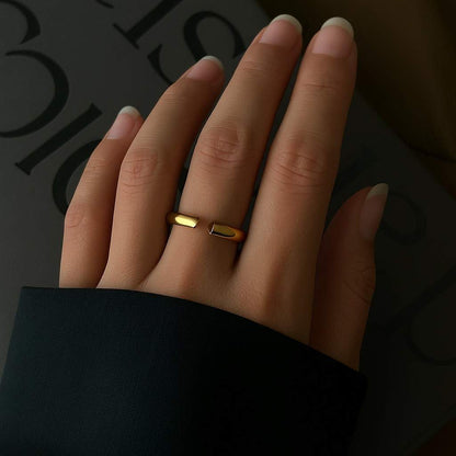 14k Yellow Gold Open Gap Ring Thin Knuckle Band, Minimalist Stacking Ring